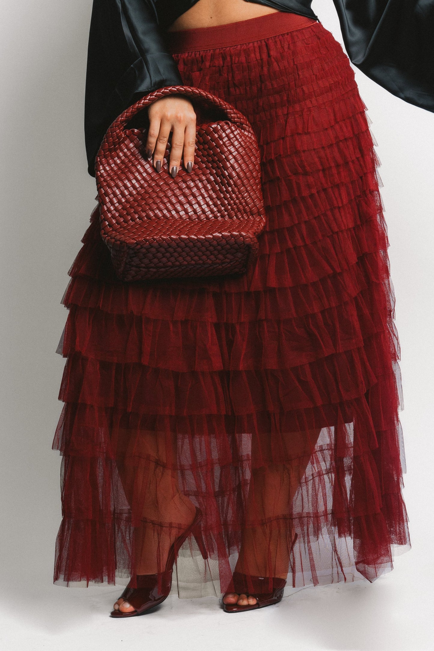 Falda Transparente a Capas Vino