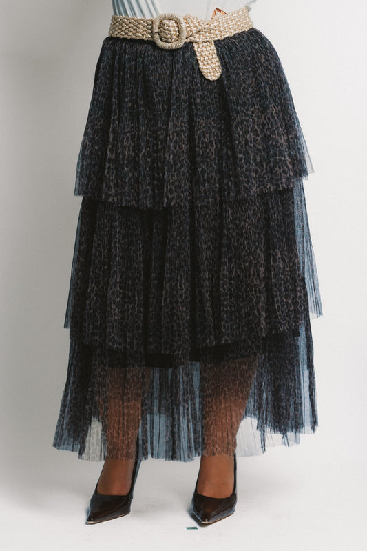 Falda Transparente Negra con Brillos