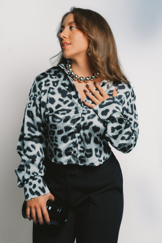 Blusa Manga Larga Print Leopard