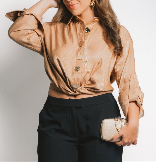 Blusa Café y Dorado
