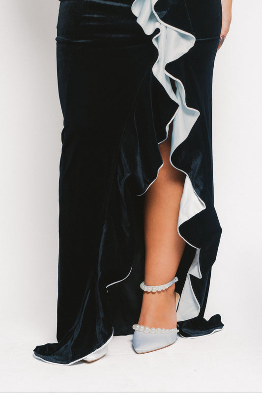 Tacones Gala Gris y Perlas